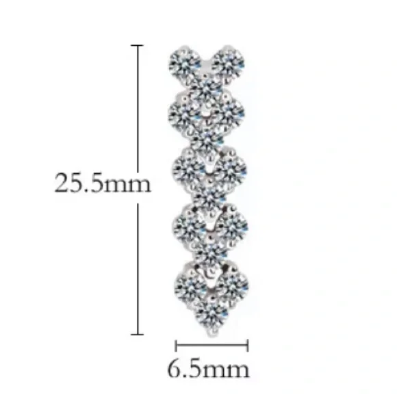 NEW 925 STERLING SILVER DIAMOND LONG HOOP EARRINGS - Picture 5 of 5